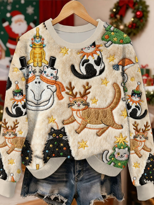 Gorgeous Christmas Animal Print Casual Lang ærmet Sweatshirt