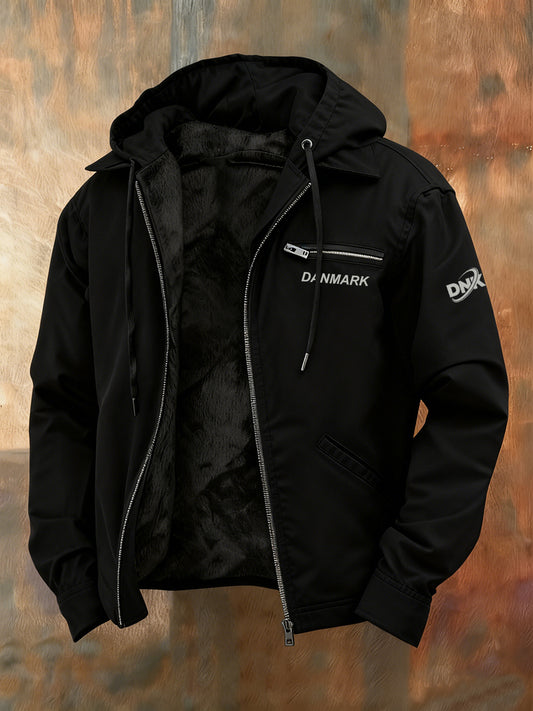 Mænds Vintage Trykt Casual Hooded tyk jakke