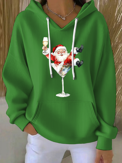 Kvinders julemand-print hættetrøje