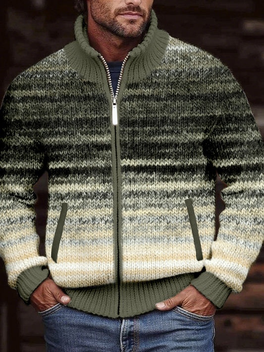 Herre Vintage Gradientfarvet Strikcardigan