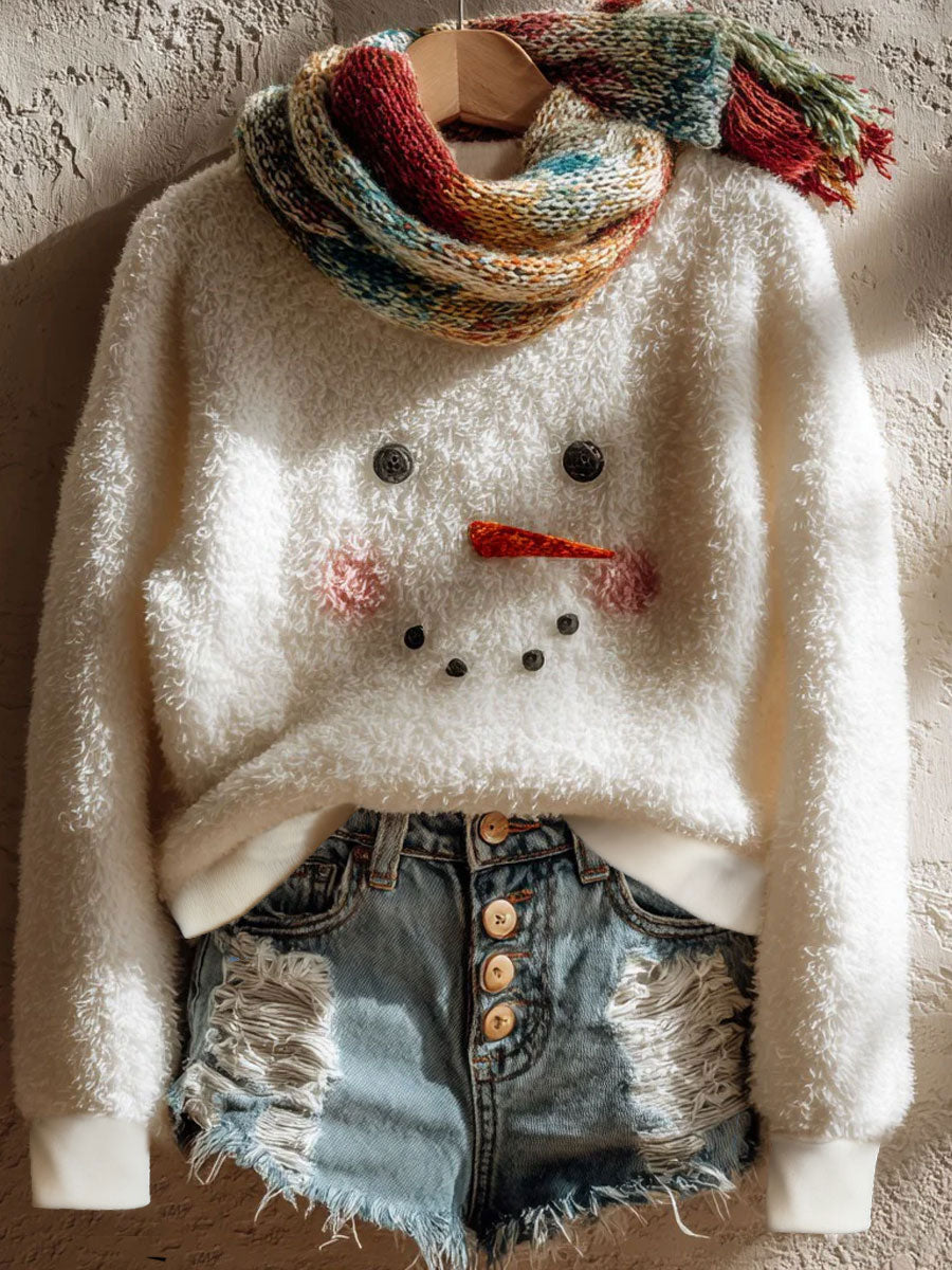 Kvinders jul kunst trykt flannel sweatshirt (Ingen tørklæde)