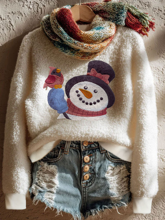 Kvinders jul kunst trykt flannel sweatshirt (Ingen tørklæde)