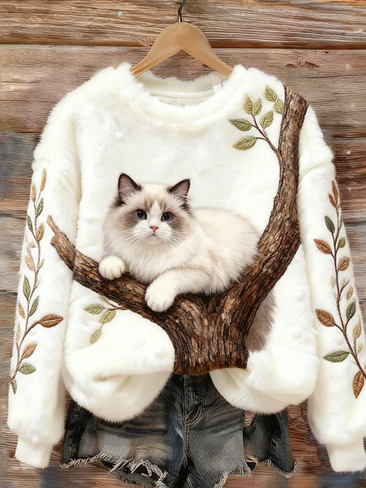 Kvinders Retro Animal Art Print Casual Flannel øverst