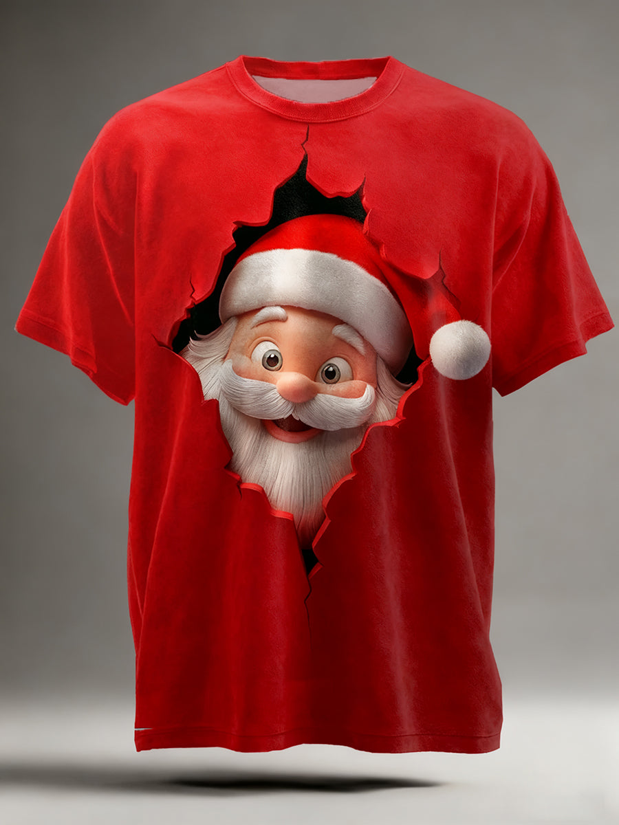 Mænds Santa Claus Art Print Casual Short Sleeve T-shirt