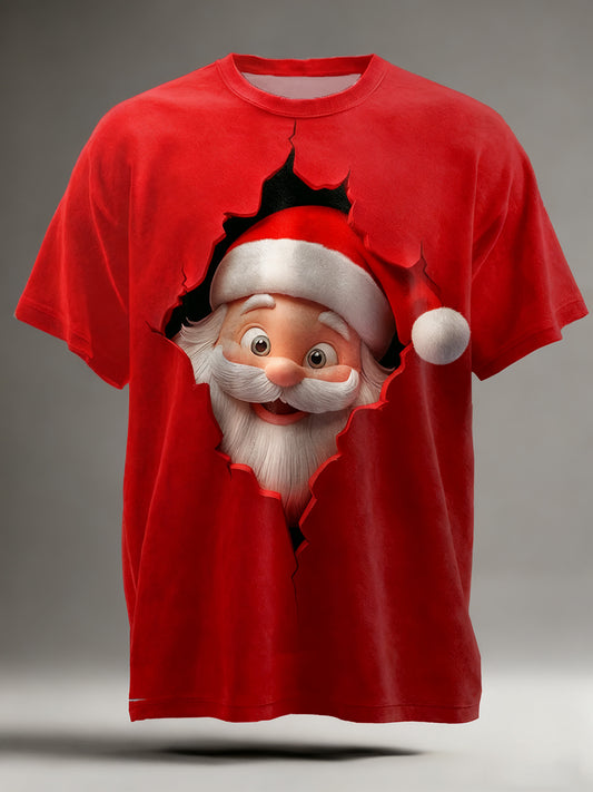 Mænds Santa Claus Art Print Casual Short Sleeve T-shirt