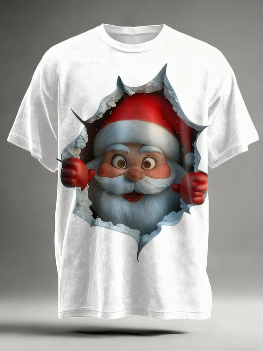 Mænds Santa Claus Art Print Casual Short Sleeve T-shirt
