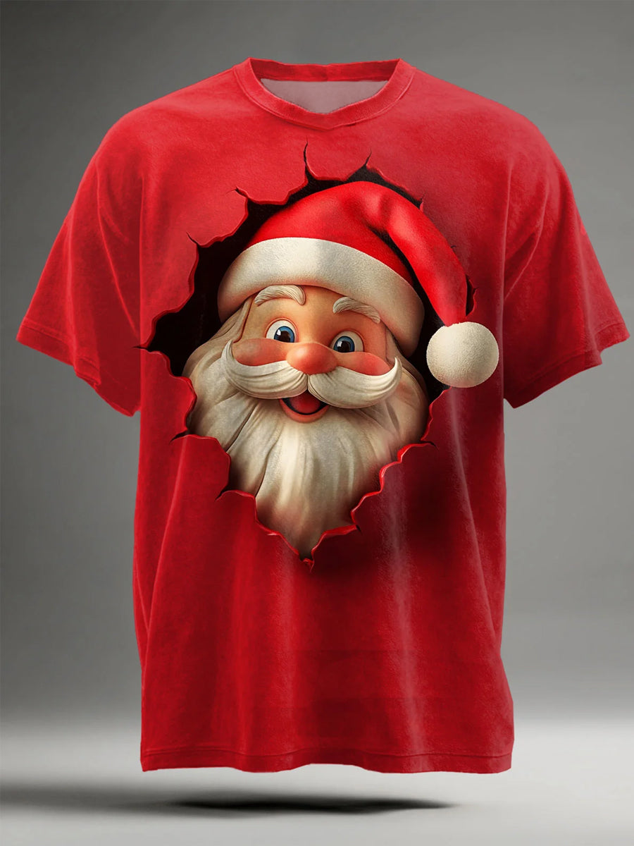 Mænds Santa Claus Art Print Casual Short Sleeve T-shirt