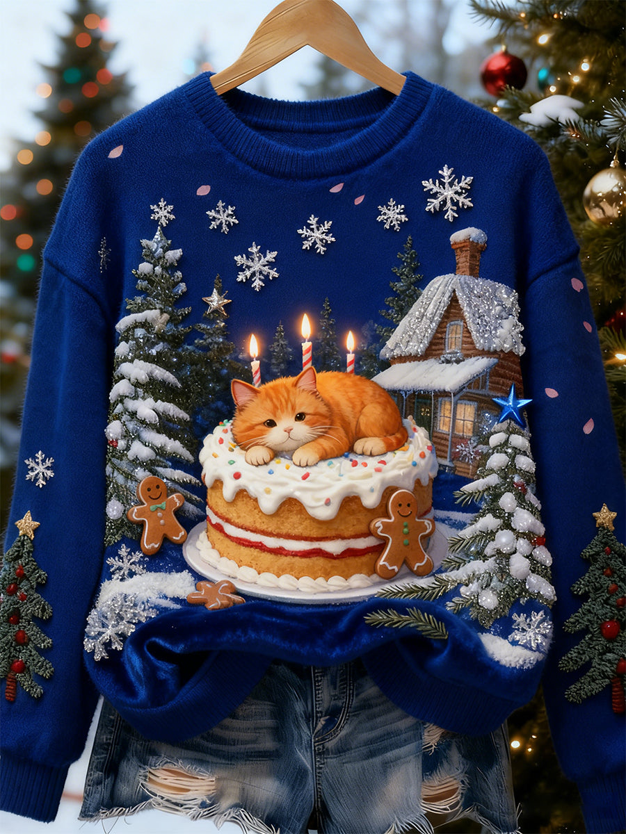 Kvinders Retro Animal Christmas Art Print Casual Flannel Toppe