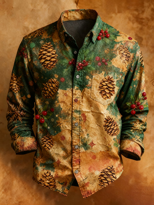 Mænds Retro jul Casual Comfort langærmede skjorte