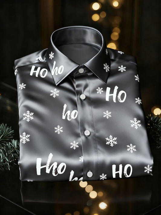 Retro jul Hoho Snefnug Print Royal Luxury Langærme Skjorte