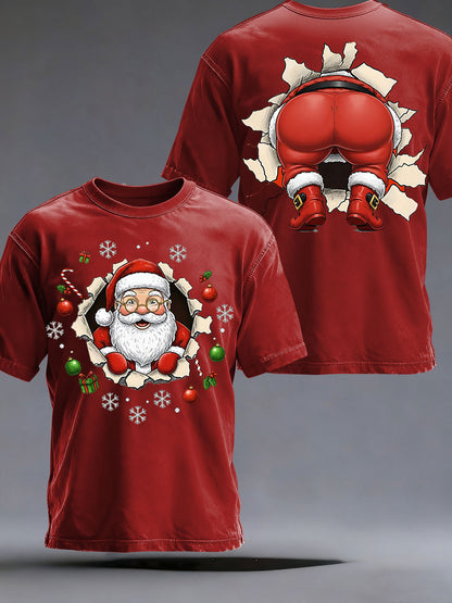 Sjov Santa T-shirt med korte ærmer til mænd