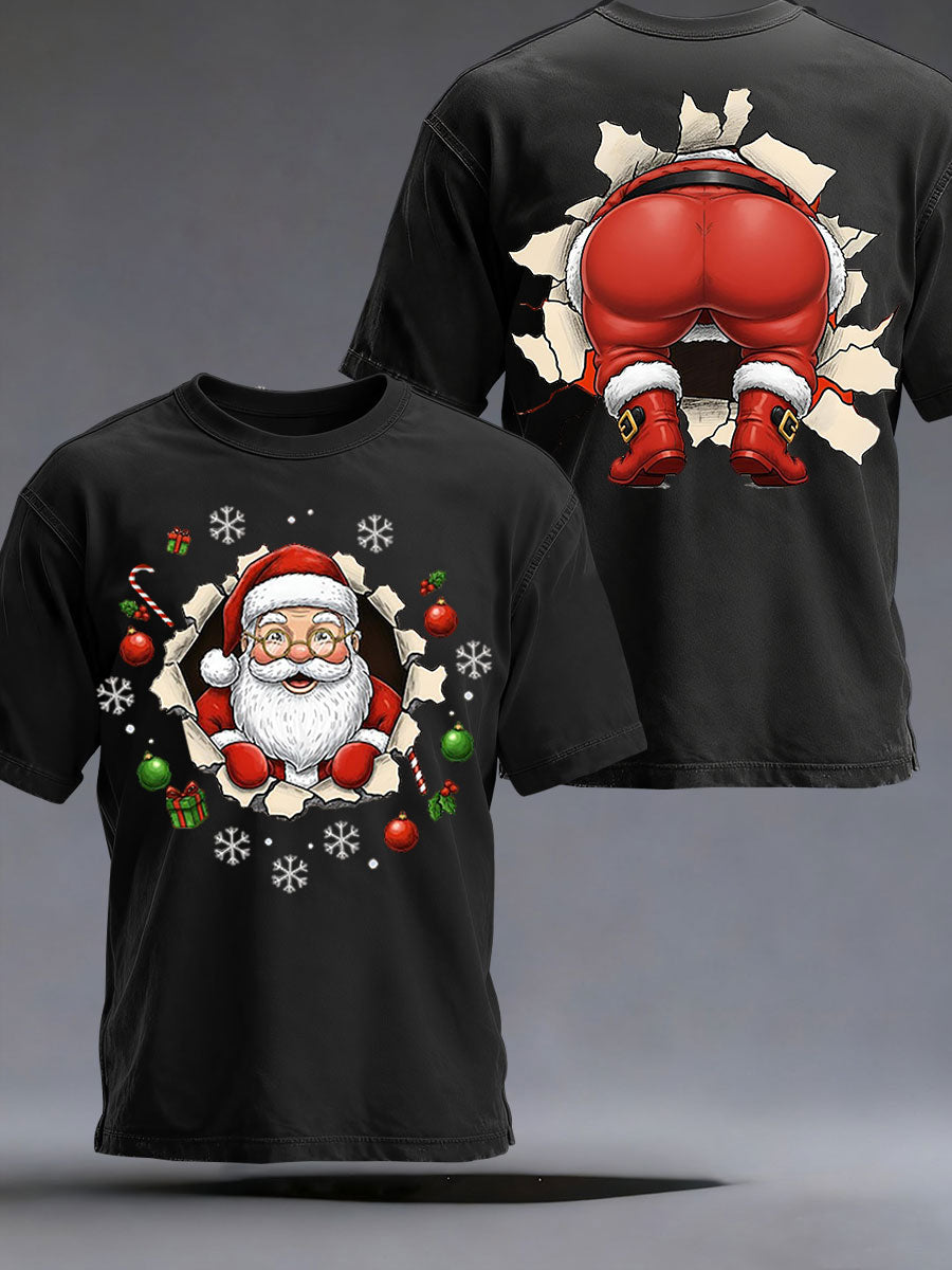 Sjov Santa T-shirt med korte ærmer til mænd