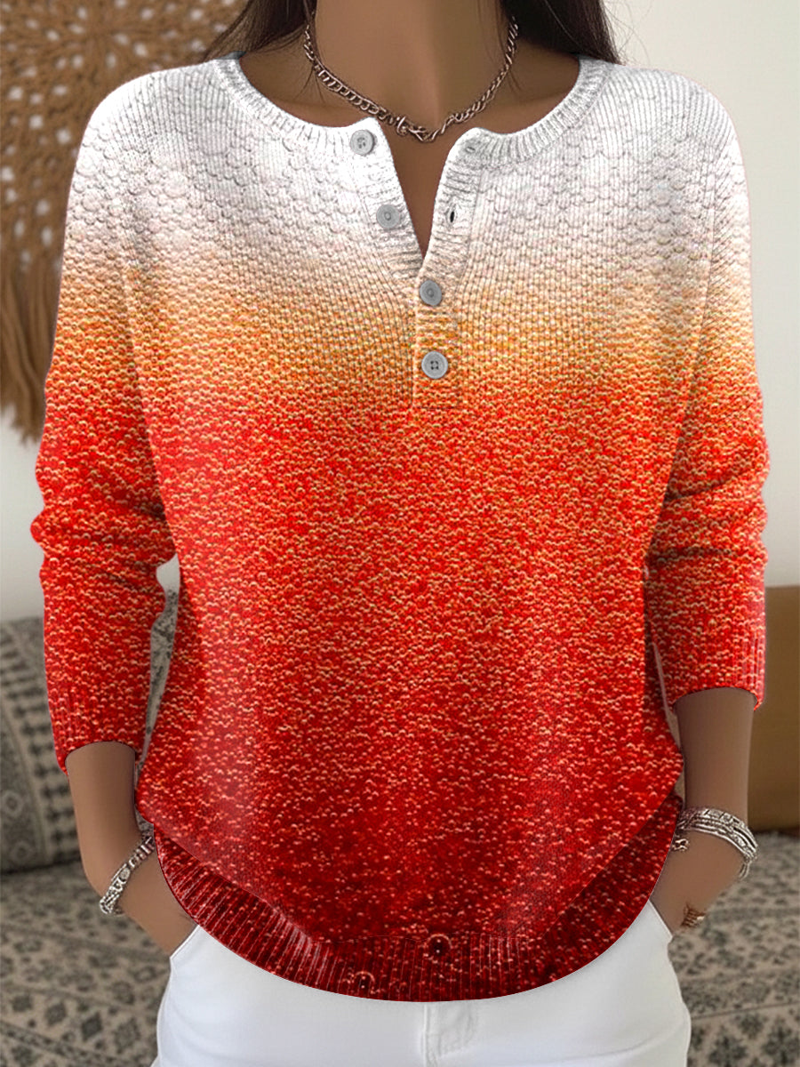 Kvinders Jul Rød Gradient Print Sweater Tryk