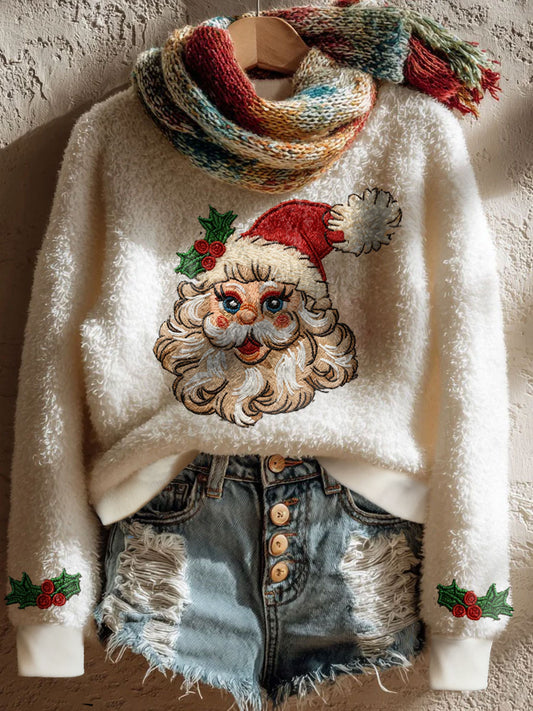 Kvinders jul kunst trykt flannel sweatshirt (Ingen tørklæde)