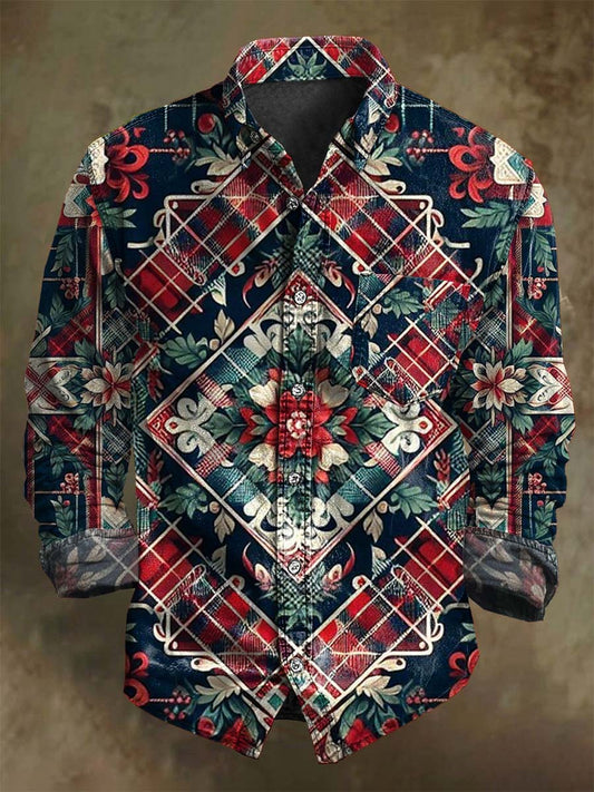Jul Winter Plaid Print Casual Lang-Sleeve skjorte