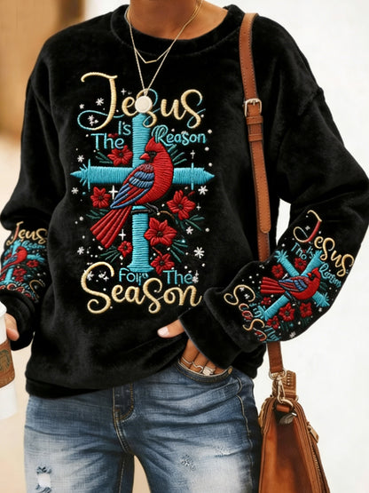 Kvinders Jesus Grunden Kardinal Jul Flannel Hoodie Flannel