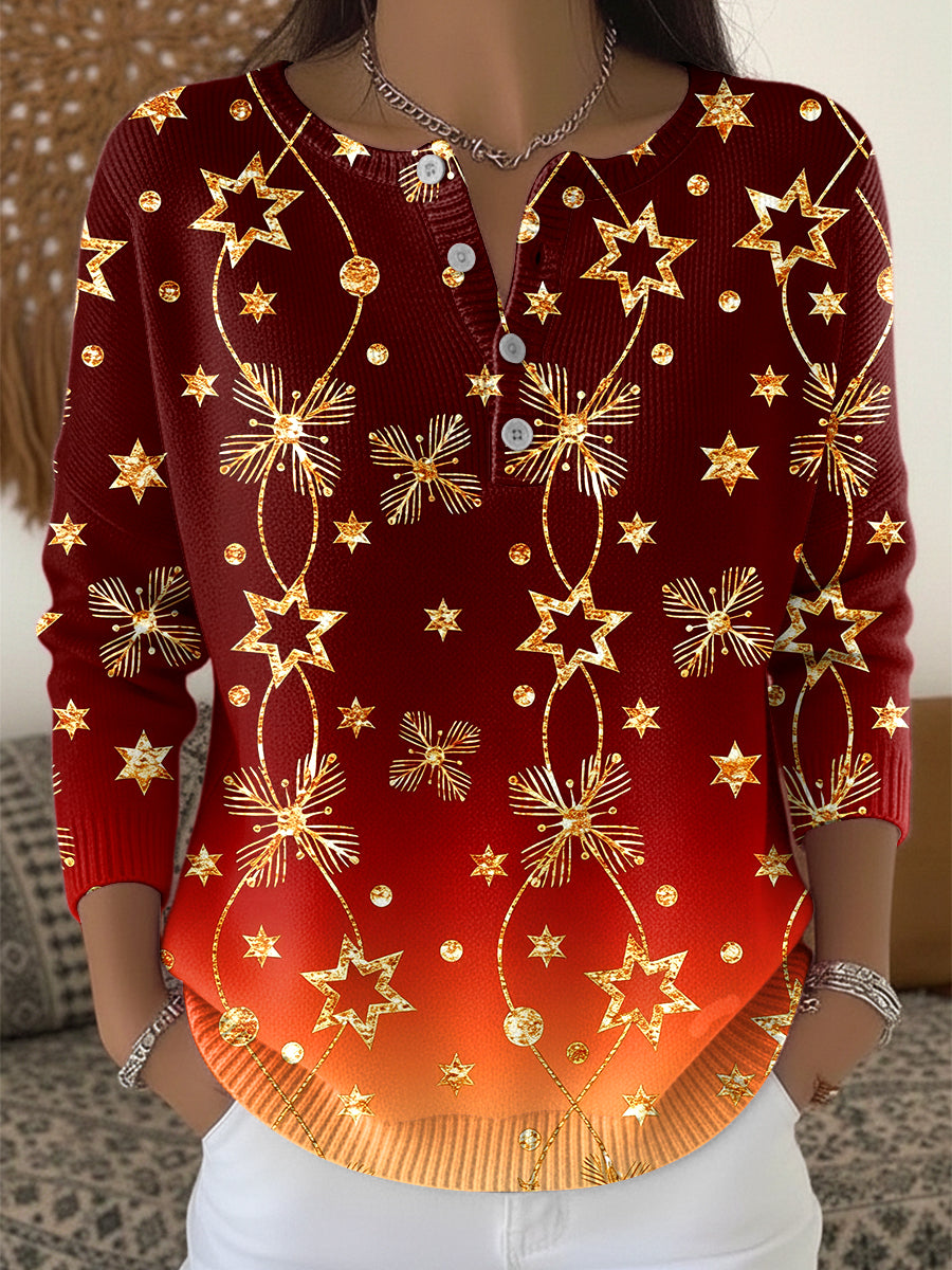 Kvindernes jul hexagonal Print Gradient Sweater.