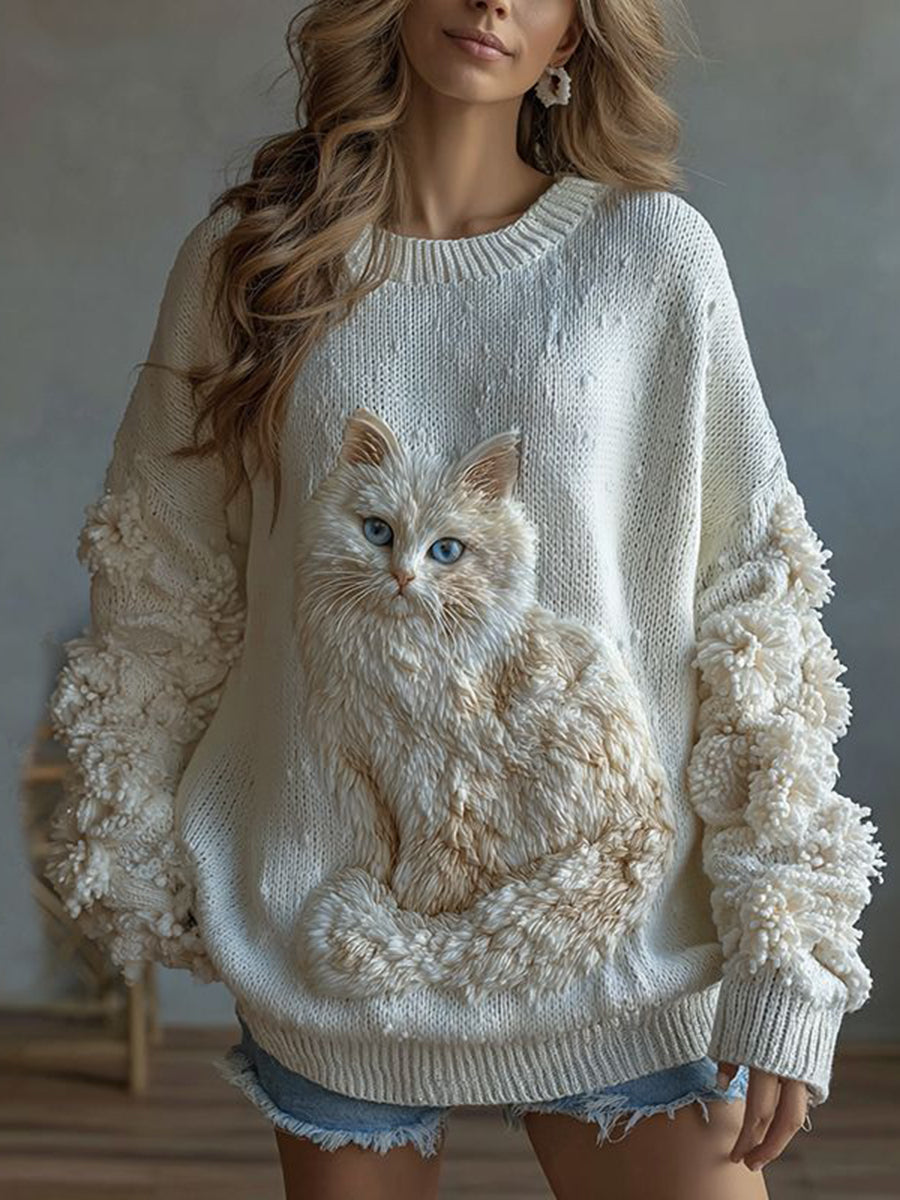 Kvinderkat strikket sweater.