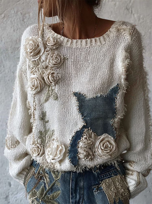 Kvinderkat strikket sweater.