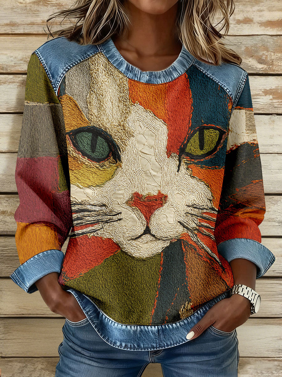 Kvinders kunst Geometrisk kat Print tops