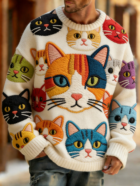 Mænds Retro Abstrakt Animal Art Print Komfortabel Strik Toppe