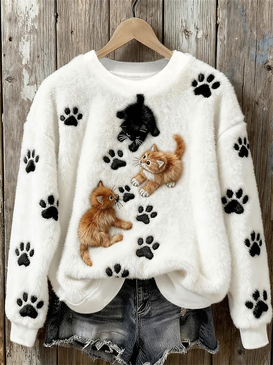 Kvinders kat kunst udskrive Casual Toppe