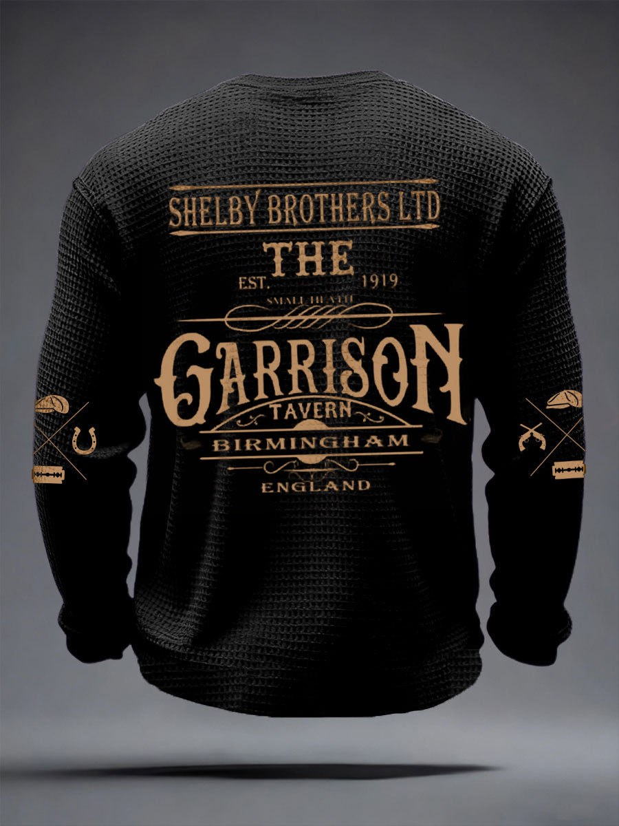 Mænds tv-serie inspireret vaffel lang ærme T-shirt