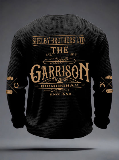 Mænds tv-serie inspireret vaffel lang ærme T-shirt