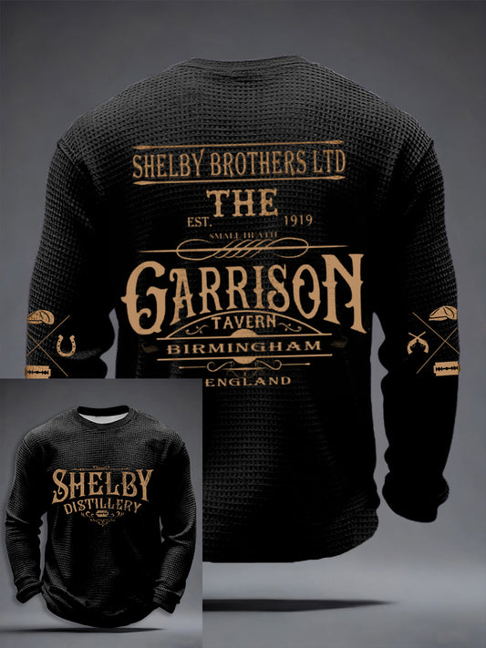 Mænds tv-serie inspireret vaffel lang ærme T-shirt