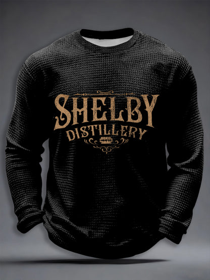 Mænds tv-serie inspireret vaffel lang ærme T-shirt