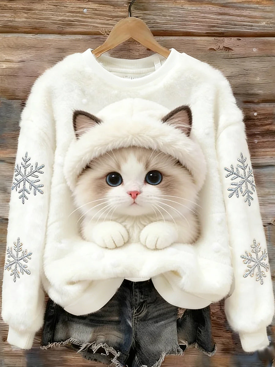 Kvinders Retro Animal Art Print Komfortable Flannel øverst