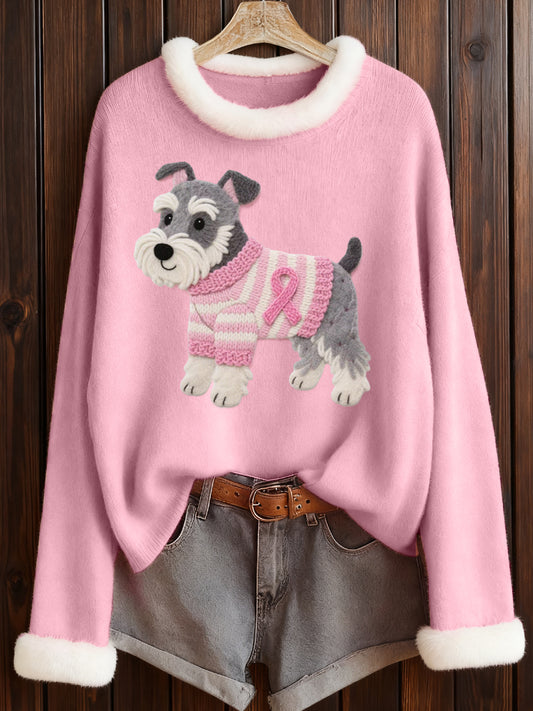 Kvinders dejlige Schnauzer hund følte kunst hyggelig Furry Toppe