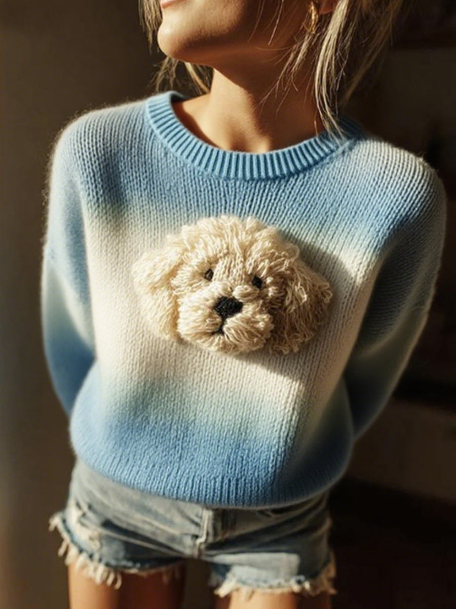 Kvinders klassiske plush Labrador Cozy strikket besætning hals Sweater Sweer