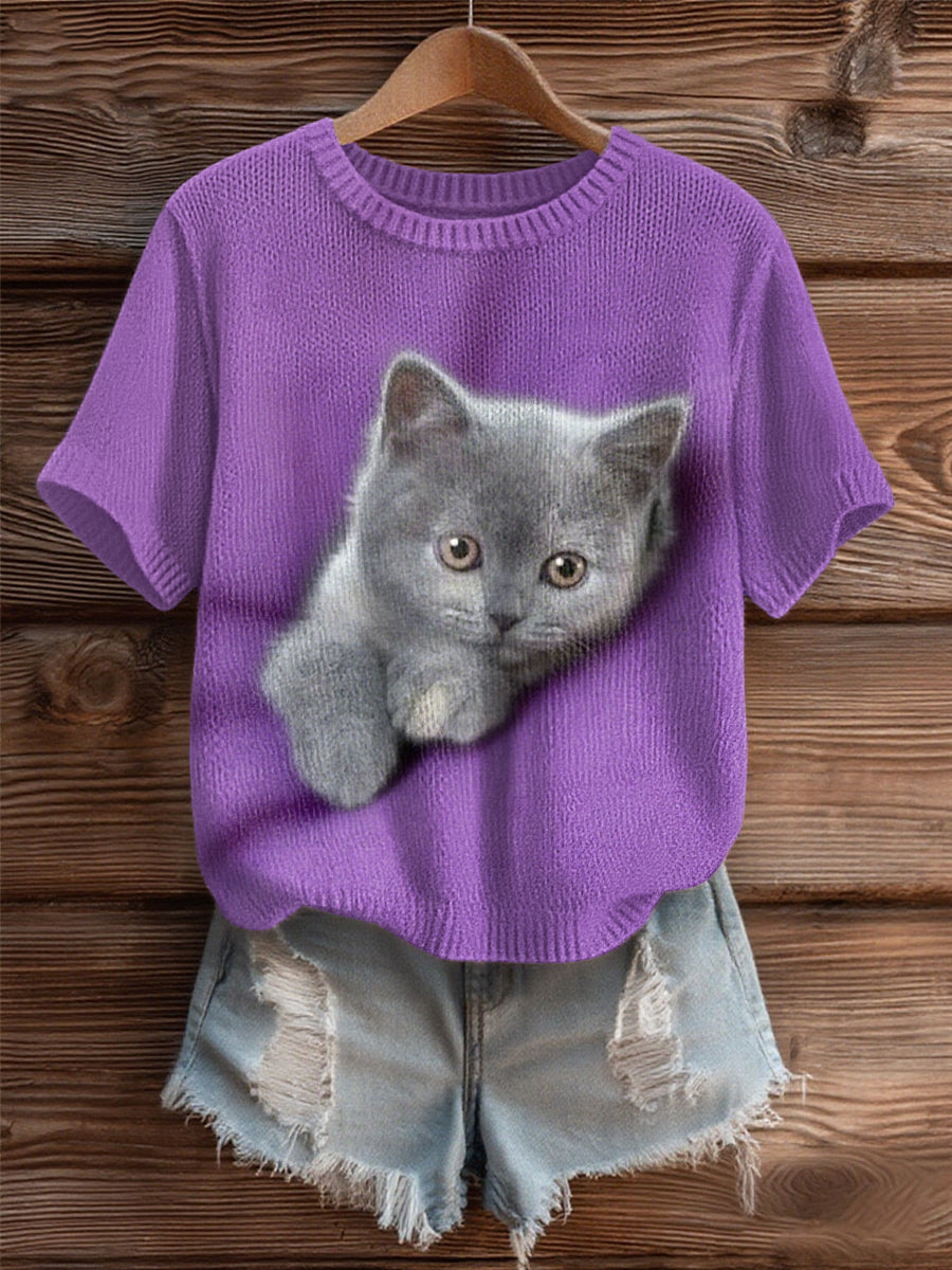 Kvinder kat hyggelig strik sweater.