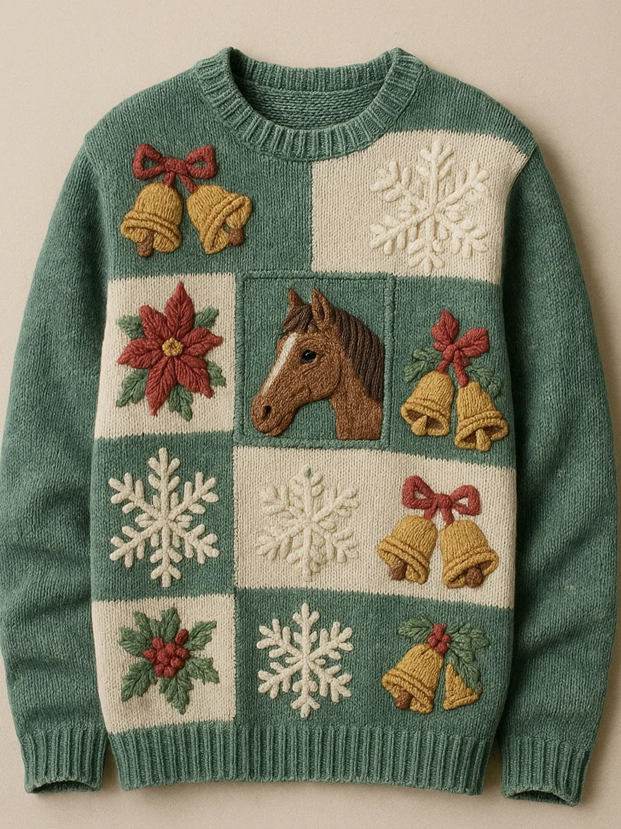 Kvinders Vintage Jul Print Komfortable Casual SweaterComment