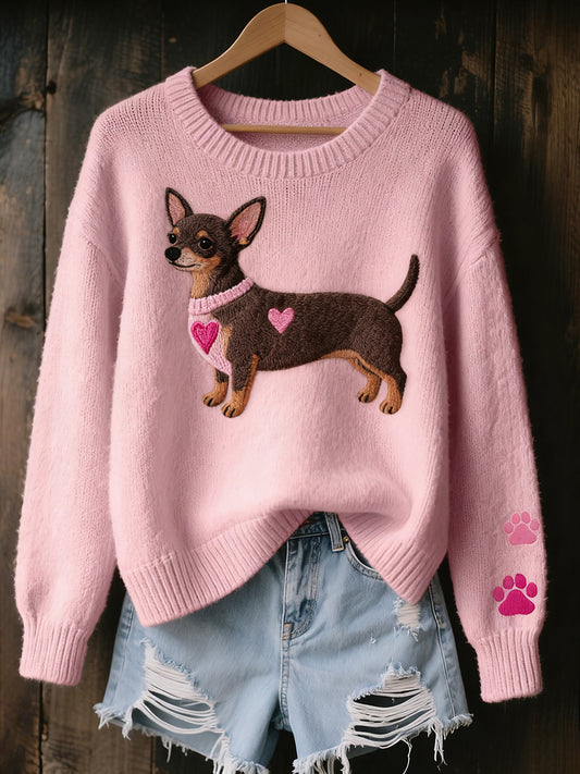 Kvinders Vintage Art Animal Print Hyggelig Strik sweater.