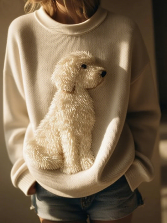 Kvinders klassiske plush Labrador Cozy strikket besætning hals Sweater Sweer