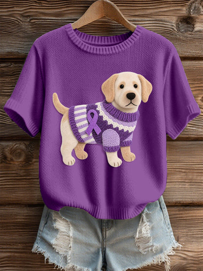Kvinders filt kunst Labrador Hund Mønster Hyggeligt strikket øverst