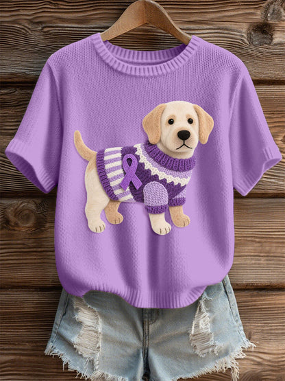 Kvinders filt kunst Labrador Hund Mønster Hyggeligt strikket øverst
