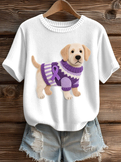 Kvinders filt kunst Labrador Hund Mønster Hyggeligt strikket øverst