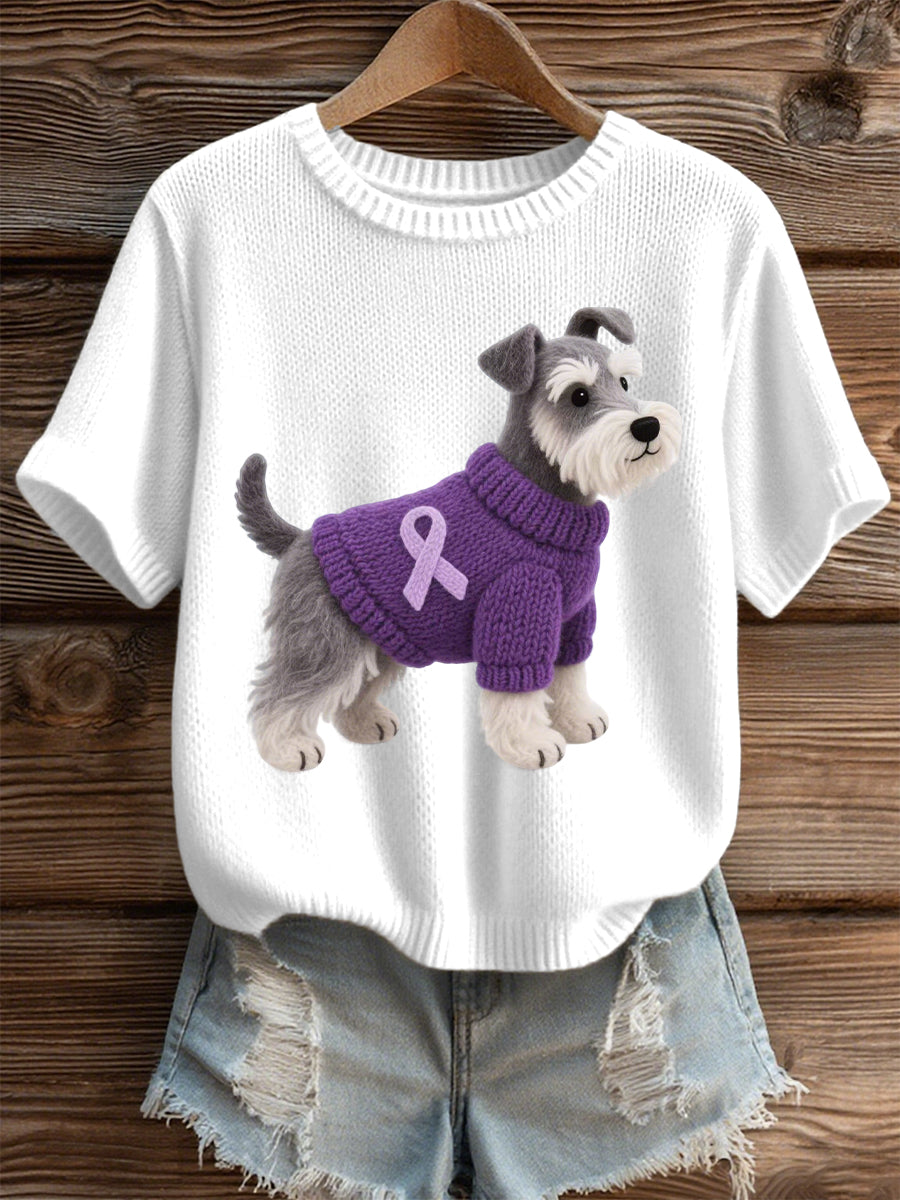 Kvinders filt kunst Schnauzer Mønster Hyggelig strikket øverst