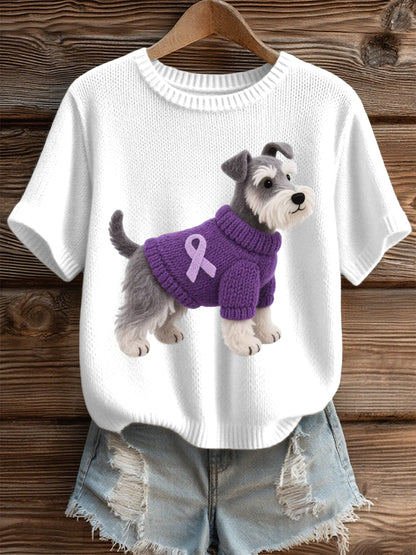 Kvinders filt kunst Schnauzer Mønster Hyggelig strikket øverst