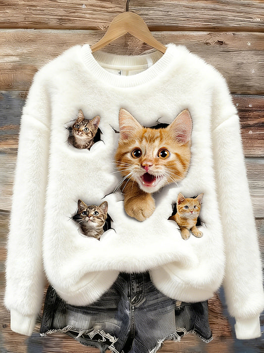 Kvinders Retro Animal Art Print Komfortable Flannel øverst