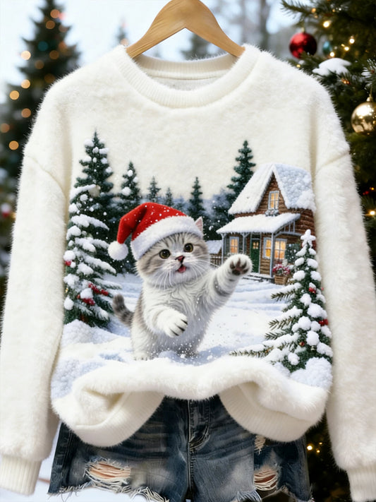 Kvinders Retro Animal Art Print Komfortable Flannel øverst