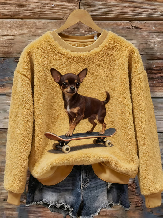 Kvinders Retro Animal Art Print Komfortable Flannel øverst