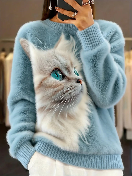 Kvinders Retro Animal Art Print Komfortable Flannel øverst