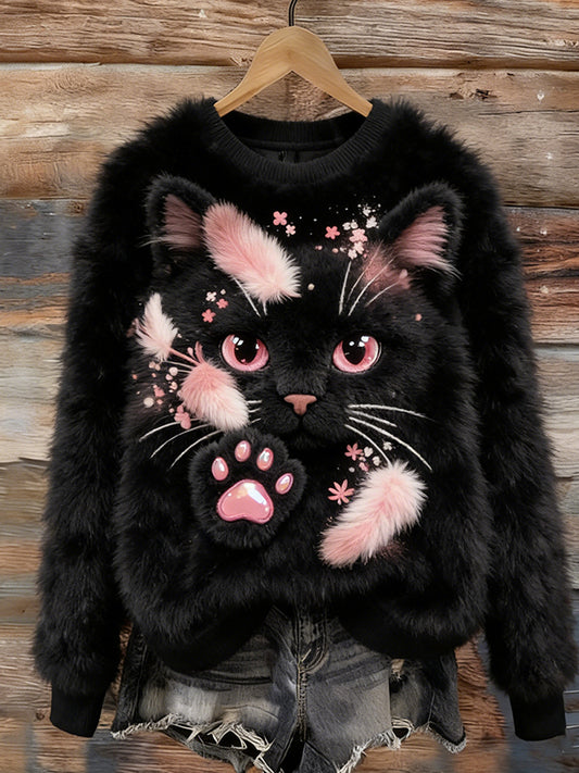 Kvinders Retro Animal Art Print Komfortable Flannel øverst