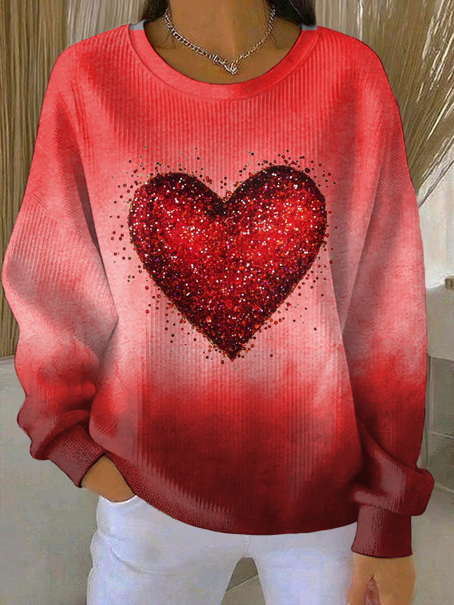 Kvinders Valentinsdag rund hals Sweatshirt