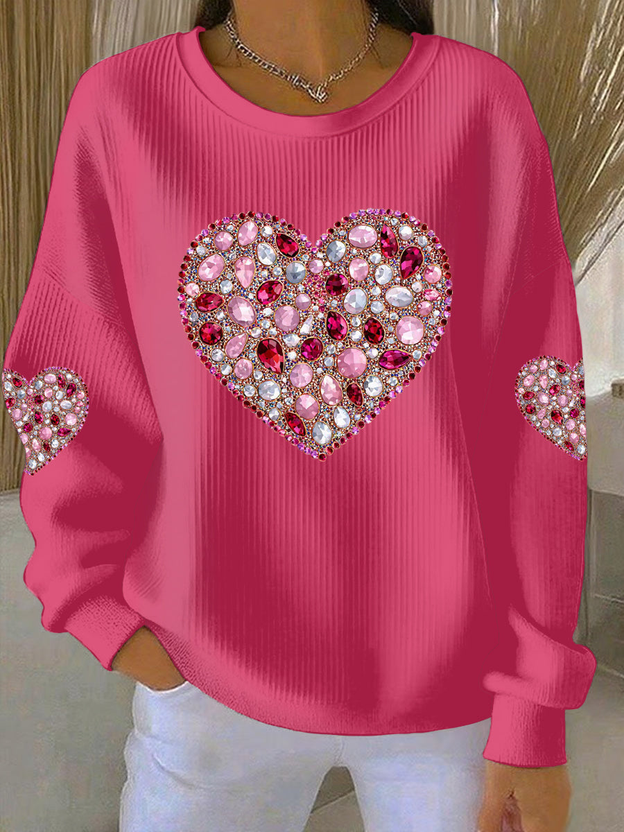 Kvinders Valentinsdag rund hals Sweatshirt