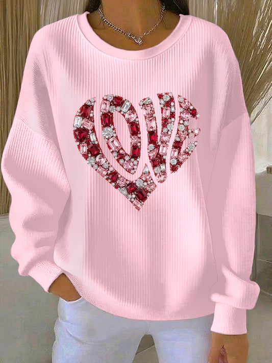 Kvinders Valentinsdag rund hals Sweatshirt
